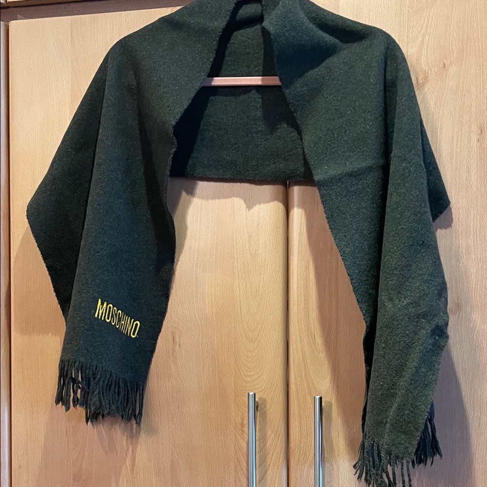 Moschino Dark Gray Scarf with Gold Logo
